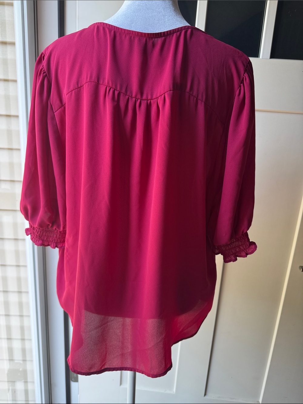 Ann Taylor Factory Raspberry V-Neck Blouse - Picture 2 of 6